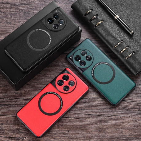Чохол протиударний Cloth Texture PU MagSafe Magnetic на OnePlus 12 - червоний