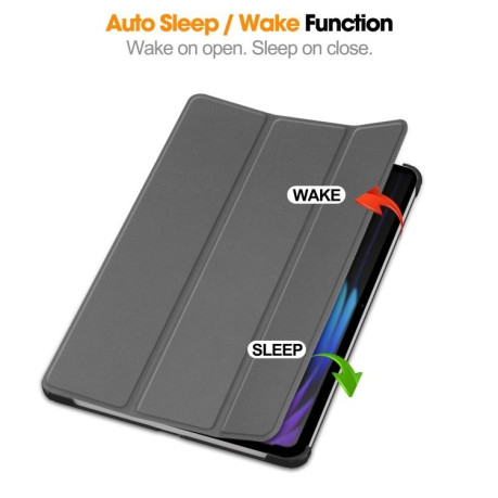 Чехол Custer Texture Three-folding Sleep/Wake-up для Xiaomi Pad 7 / 7 Pro- черный - серый