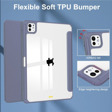Чехол-книжка Pure Color 3-fold Clear TPU Smart Leather на iPad Pro 13 2024 - Lavender
