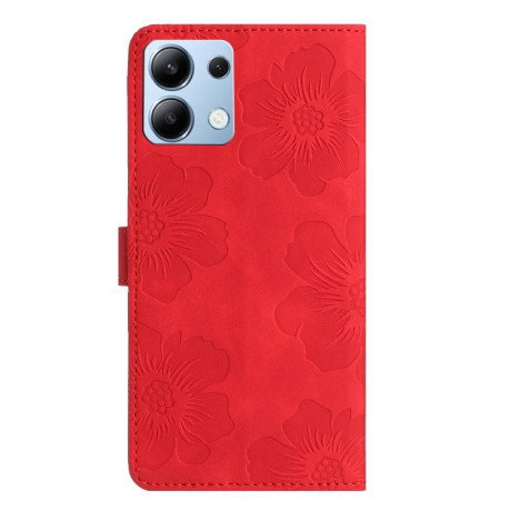 Чехол-книжка Flower Embossing Pattern для Xiaomi Redmi Note 14 4G - красный