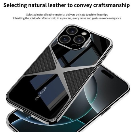 Противоударный чехол GKK Leather Electroplating Supersonic Speed Shockproof для iPhone 16 Pro Max - черный