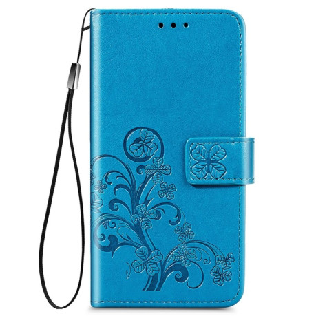 Чехол-книжка Four-leaf Clasp Embossed Buckle на Samsung Galaxy S21 Plus - синий