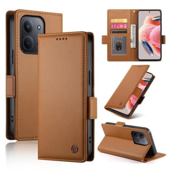 Чохол-книжка Side Buckle Magnetic Frosted Leather на Xiaomi Redmi 15C 5G / 4G EU 173mm / Poco C85 5G - коричневий