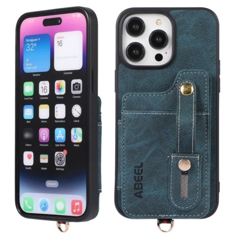 Чохол протиударний ABEEL Litchi Texture Card Bag для iPhone 15 Plus - синій