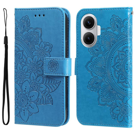 Чехол-книжка 7-petal Flowers Embossing для Xiaomi Poco F7 - синий