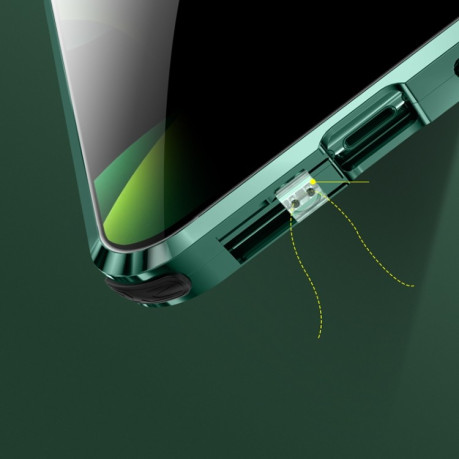 Двусторонний магнитный чехол Anti spy glass Four-corner Magnetic Metal для iPhone 12 Pro Max - серебристый