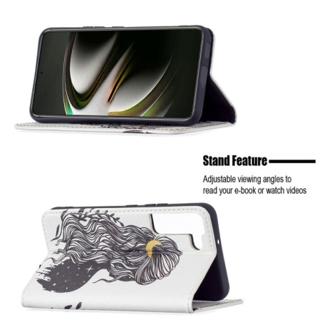 Чехол-книжка Colored Drawing Pattern для Samsung Galaxy S22 5G - Girl