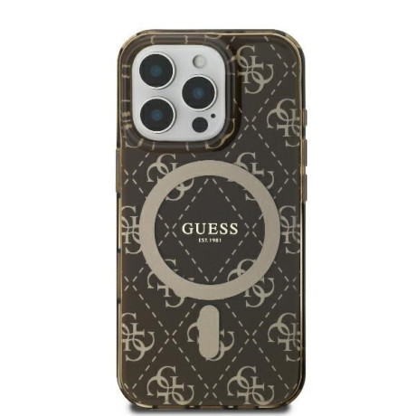 Оригінальний чохол Guess IML 4G Background MagSafe для iPhone 16 Pro Max - Brown