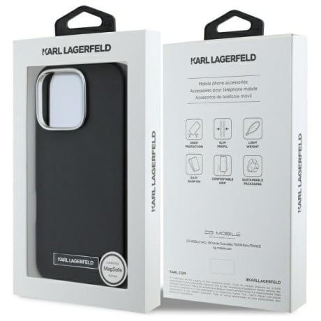 Оригинальный чехол Karl Lagerfeld FW Metal Plate MagSafe для iPhone 16 Pro Max - Black