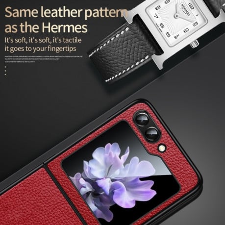 Чохол SULADA Litchi Texture Leather для Samsung Galaxy Flip 6 - чорний