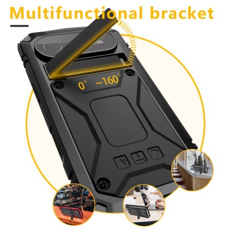 Протиударний чохол R-JUST Metal + Silicone + Tempered Glass Life Waterproof на iPhone Air - чорний