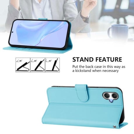 Чохол-книжка з м'яким покриттям (Skin Feel) зі шнурком на Samsung Galaxy A07 4G - блакитний