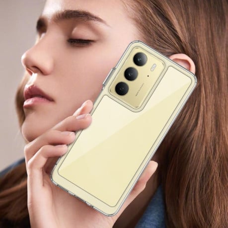 Протиударний чохол Colorful Acrylic Series із кольоровою силіконовою боковиною на Realme C75 - прозорий