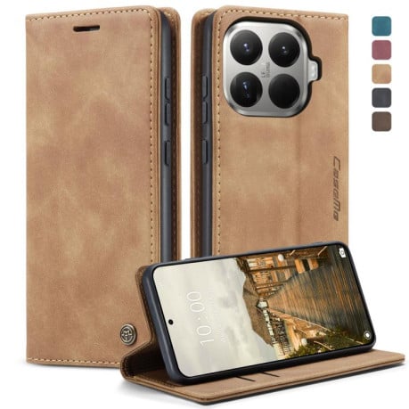 Чехол-книжка CaseMe-013 многофункциональный с кармашком на карт на Xiaomi 15T Pro - коричневый
