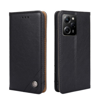 Чехол-книжка Non-Magnetic Retro Texture для  Xiaomi Poco X5 Pro  - черный