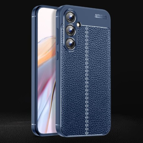 Противоударный чехол Litchi Texture на Samsung Galaxy A35 - синий