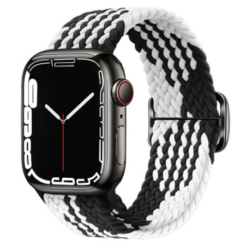 Ремінець Buckle Nylon Braided для Apple Watch 10 46mm/Ultra 49mm / Series 8/7 45mm / 44mm / 42mm - чорно-білий
