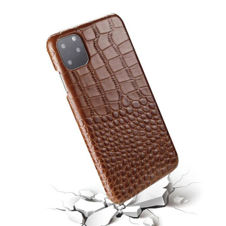 Кожаный чехол EsCase Crocodile Skin-like на iPhone 11- коричневый