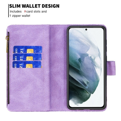 Чехол-книжка Flying Butterfly для Samsung Galaxy S21 FE - фиолетовый