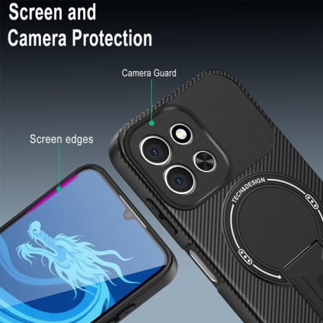 Противоударный чехол Carbon Fiber Texture (MagSafe) на Xiaomi Redmi 15C 5G / 4G EU 173mm - синий