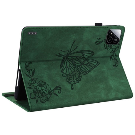 Чехол-книжка Butterfly Flower Embossed Leather на Xiaomi Pad 7 / Pad 7 Pro - зеленый