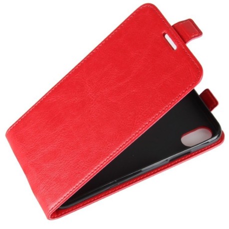 Кожаный флип чехол на iPhone X/Xs Crazy Horse Texture со слотом для кредитной карты красный