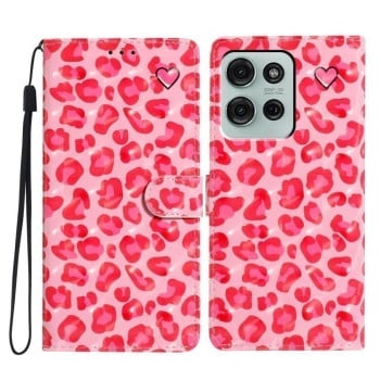 Чохол-книжка 3D Painting для Motorola Moto G75 5G - Pink Leopard Print