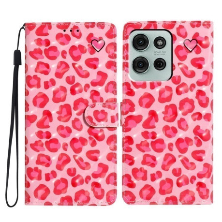 Чехол-книжка 3D Painting для Motorola Moto G75 5G - Pink Leopard Print