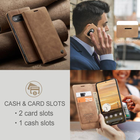 Чехол-книжка CaseMe-013 Multifunctional на Google Pixel 9a - коричневый
