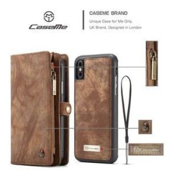 Чехол-кошелек CaseMe 008 Series Folio Zipper Wallet Style на iPhone Xs Max 6.5 - коричневый