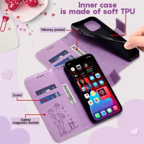 Чохол-книжка Embossing Rose Couple Samsung Galaxy A13 4G - фіолетовий
