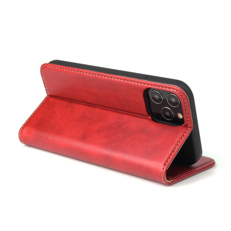 Кожаный чехол-книжка Fierre Shann Genuine leather на iPhone 12/12 Pro - красный