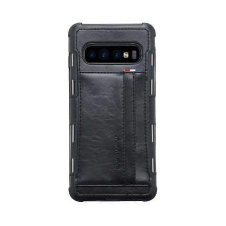 Противоударный кожаный чехол Anti-Scratch на Samsung Galaxy S10+ / S10 Plus-черный