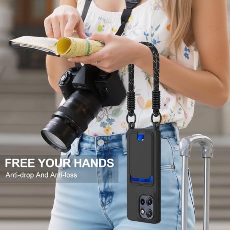 Силиконовый чехол Integrated Card Bag Solid Color Liquid Silicone на Motorola Edge 50 Neo / 60 Neo — чёрный