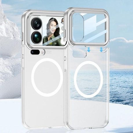 Чехол Gkk Mortise-Tenon Connection Contrast Color с контрастным дизайном для Xiaomi 17 Pro — серебристый