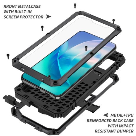 Противоударный металлический влагозащитный чехол R-JUST Dustproof на Samsung Galaxy S23+ 5G - черный