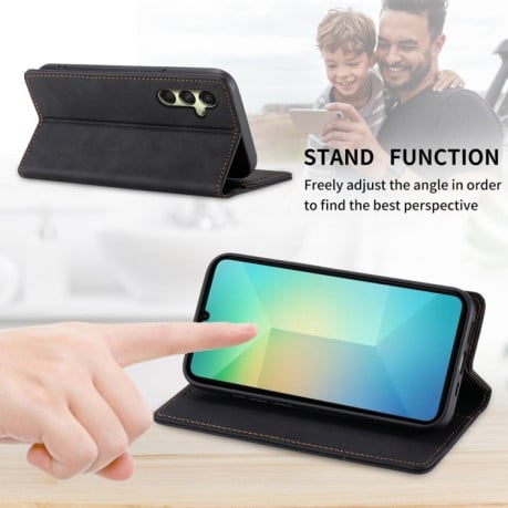 Чехол-книжка Business Solid Color с защитой от сканирования RFID на Samsung Galaxy A17 4G - черный