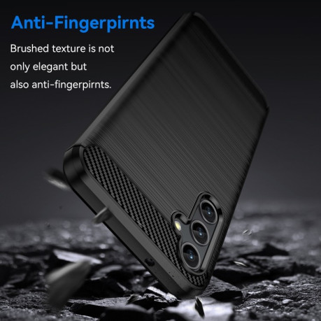 Противоударный чехол Brushed Texture Carbon Fiber на Samsung Galaxy A14 5G - черный