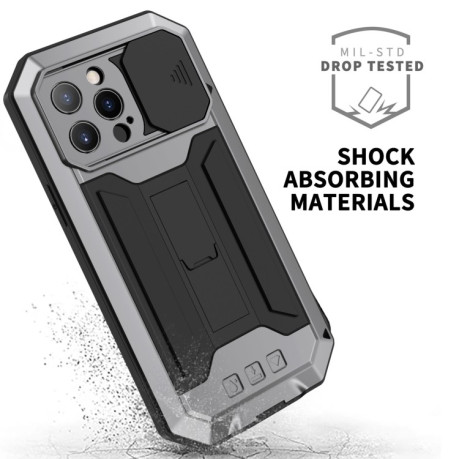 Протиударний чохол R-JUST Sliding для iPhone 13 Pro Max - сріблястий
