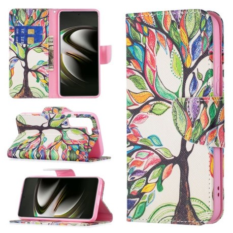 Чехол-книжка Colored Drawing Pattern для Samsung Galaxy S22 5G - Tree Life