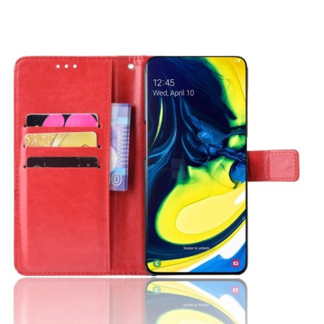 Чехол-книжка Retro Crazy Horse Texture на Samsung Galaxy A80-красный