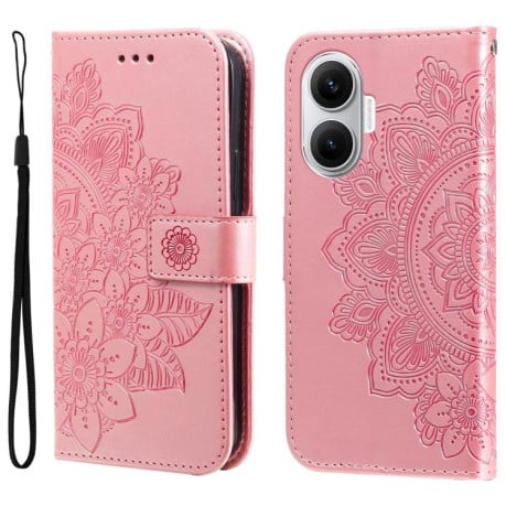 Чехол-книжка 7-petal Flowers Embossing для Xiaomi Poco F7 - золото