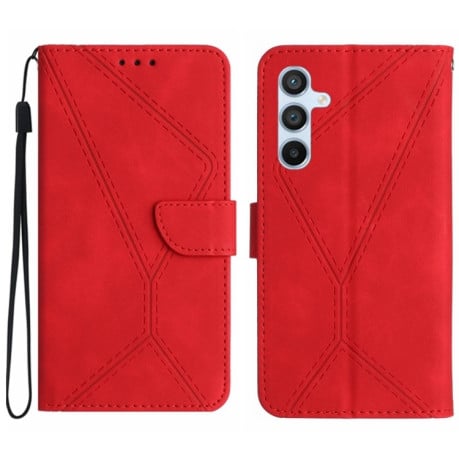 Чохол-книжка Stitching Embossed Leather для Samsung Galaxy S24 FE - червоний