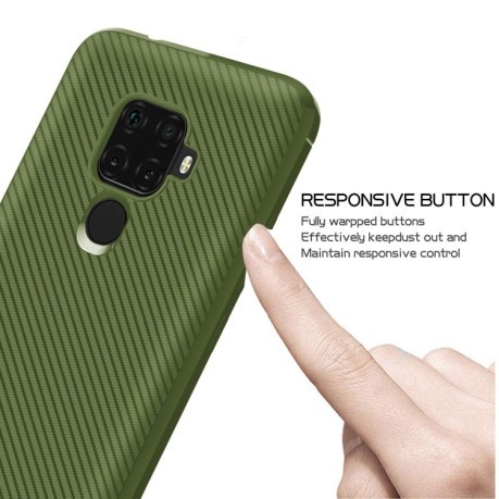 Противоударный чехол Carbon Fiber Texture на Xiaomi Redmi 10X / Note 9 - зеленый