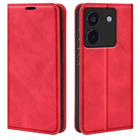 Чехол-книжка Retro Skin Feel Business Magnetic на Xiaomi Poco M7 Pro 5G - красный