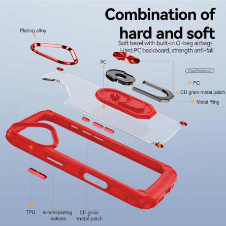 Противоударный чехол Acrylic Ring Holder на For iPhone 17 - красный