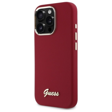 Оригінальний чохол Guess Silicone Script Metal Logo для iPhone 16 Pro - Pink