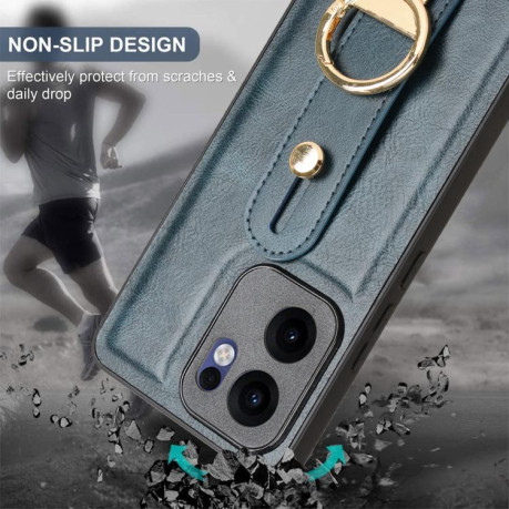 Протиударний чохол Wristband Leather Back для OPPO Reno13 F 5G - синій