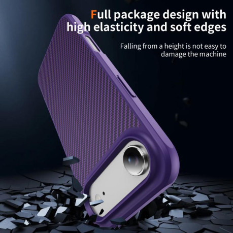 Ударозащитный чехол Carbon Fiber Texture Skin-feel Acrylic TPU на iPhone Air - фиолетовый