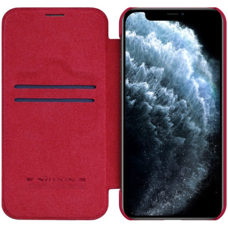 Кожаный чехол-книжка Nillkin Qin Series для iPhone 12/12 Pro - красный